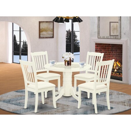 East West Furniture 5 Piece Shelton Dining Set - Linen White SHDA5-WHI-C